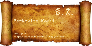Berkovits Kamil névjegykártya